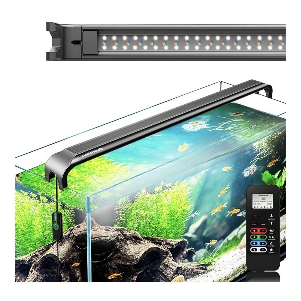 LuminPacific LUMIN SlimSky LED Aquarium Light 48-57in 36W RGB‎ Plant Grow Timer